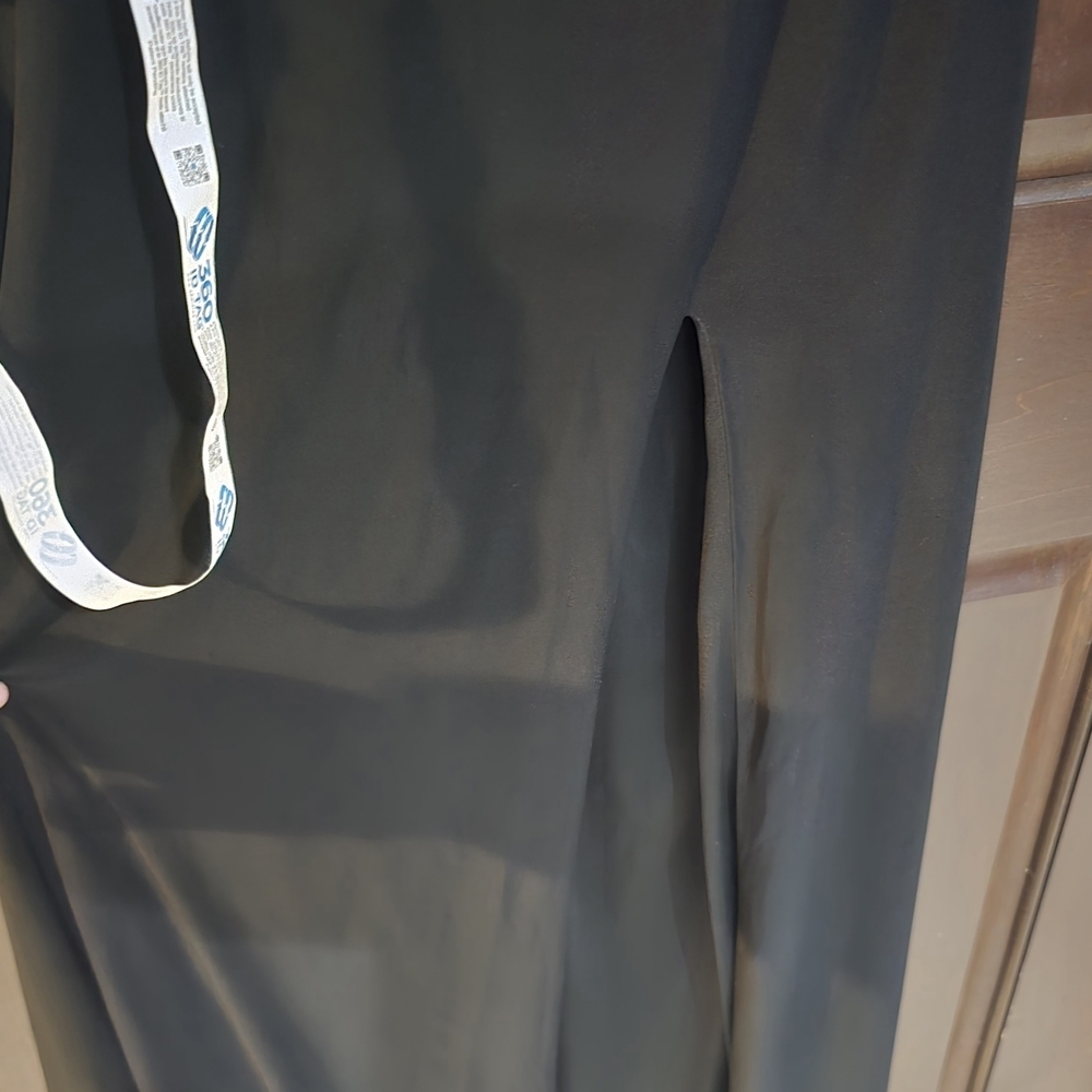 Betsy & Adam Asymmetric-Neck One-Sleeve Gown Dress Black Side Slit  Size 4 NWT - Picture 7 of 10
